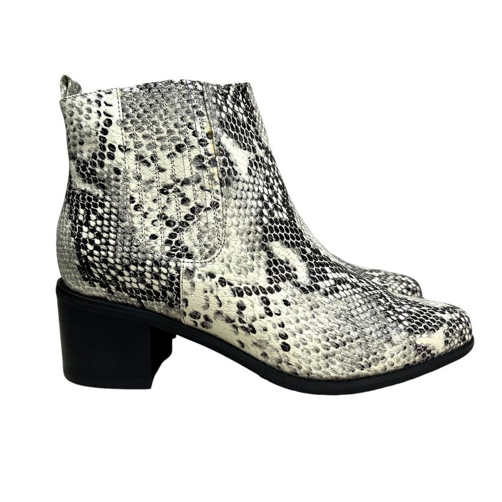 Blondo Womens Ankle Boots Elvina Snake Embossed Waterproof Pointed Toe Sz‎ 8.5